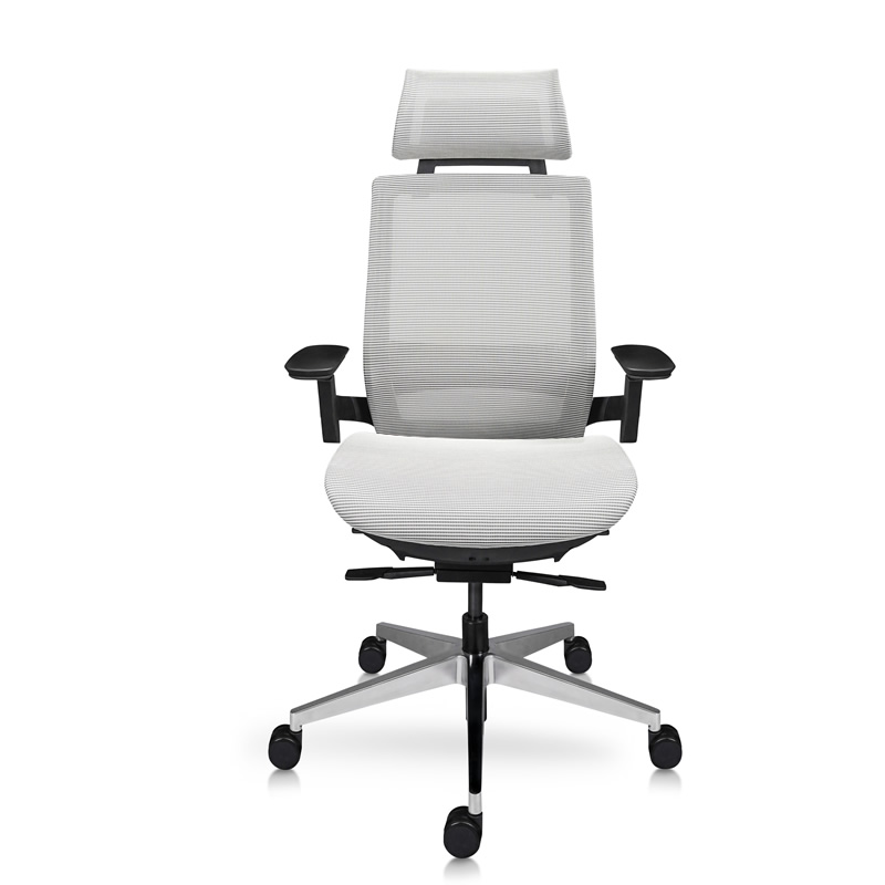 Silla mónaco directiva gris tapizada en malla con soporte lumbar